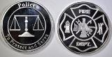 POLICE & FIRE ONE OUNCE .999 SILVER ROUNDS