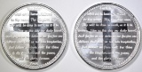 2-LORDS PRAYER ONE OUNCE .999 SILVER ROUNDS