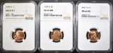 1937-D, 49-S, 55-S LINCOLN CENTS, NGC MS-66 RED