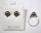 14KT GOLD BLACK PEARL EARRINGS & MATCHING RING