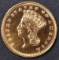 1870-S $1 GOLD INDIAN PRINCESS CH BU OLD CLEANING
