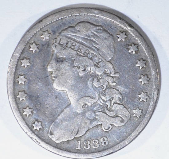 1838 BUST QUARTER, VF