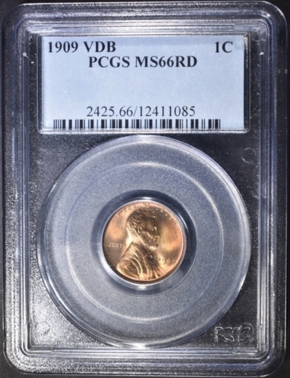 1909 VDB LINCOLN CENT PCGS MS-66 RD