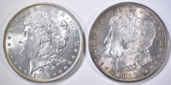 1881-O & 82-S MORGAN DOLLARS  CH BU