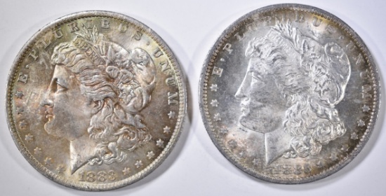 1883-O & 85-O MORGAN DOLLARS  CH BU COLOR
