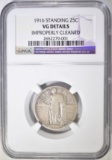 1916 STANDING LIBERTY QUARTER NGC VG CLEANED