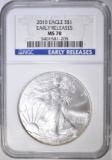 2010 AMERICAN SILVER EAGLE, NGC MS-70