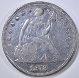 1872 SEATED LIBERTY DOLLAR  AU