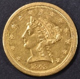 1843-O $2.5 GOLD SMALL DATE LIBERTY HEAD BU