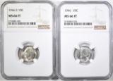 1946-P&S ROOSEVELT DIMES, NGC MS-66 FT