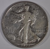 1938-D WALKING LIBERTY HALF DOLLAR, F/VF