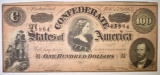 1864 $100 CONFEDERATE NOTE