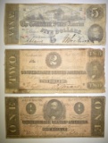 $1, $2, $5 CONFEDERATE CURRENCY