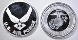 AIR FORCE & MARINES ONE Oz .999 SILVER ROUNDS