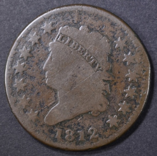 1812 LARGE CENT, AG hit reverse