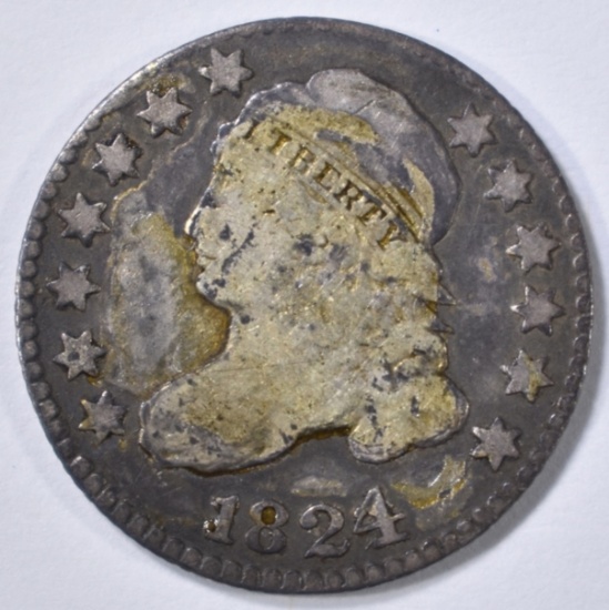 1824/2 BUST DIME, VG