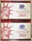 2-2001 U.S. SILVER PROOF SETS IN ORIG PACKAGING