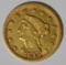 1843-C $2.5 GOLD LIBERTY XF