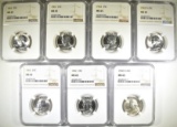 7 WASHINGTON QUARTERS ALL NGC MS-65