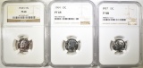 1957, 64 & 68-S ROOSEVELT DIMES, NGC PF-68