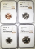 1965 SMS CENT, NICKEL, DIME & QUARTER NGC MS-67