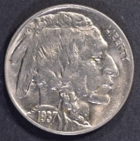 1937-D 3-LEGGED BUFFALO NICKEL, CH BU+ SUPER COIN!