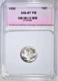 1936 MERCURY DIME, PNA SUPERB GEM BU FB