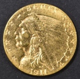 1911 $2.5 GOLD INDIAN BU