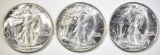 (3) 1942 WALKING LIBERTY HALVES, CH BU