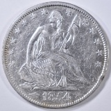 1854-O SEATED LIBERTY HALF DOLLAR AU