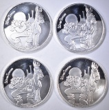 4-ONE OUNCE .999 SILVER ROUNDS, SILVERTOWNE