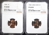1964 & 60 LD LINCOLN CENTS, NGC PF-68 RED