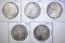 5 MORGAN SILVER DOLLARS MOSTLY AU-BU