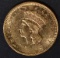 1861 $1 GOLD INDIAN PRINCESS  CH BU