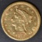 1873-S $2.5 GOLD LIBERTY  AU