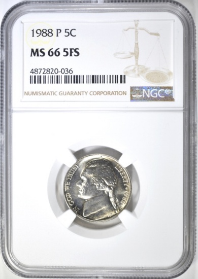 1988-P JEFFERSON NICKEL NGC MS 66 5FS