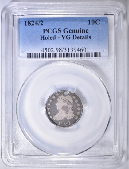 1824/2 BUST DIME PCGS VG HOLED