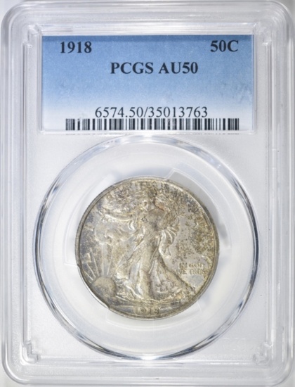 1918 WALKING LIBERTY HALF DOLLAR PCGS AU-50