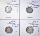 4 SEATED LIBERTY HALF DIMES