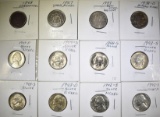 MIXED NICKEL LOT 12 COINS SHIELD-JEFFERSON