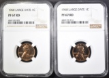 2-1960 LARGE DATE LINCOLN CENTS, NGC PF-67 RED