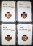 1949-S, 55-S, 68, 68-D LINCOLN CENTS, NGC MS-66 RD