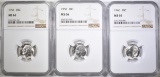 1946, 50 & 51 ROOSEVELT DIMES, NGC MS-66