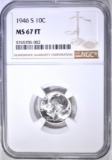 1946-S ROOSEVELT DIME NGC MS-67 FT