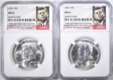 2-1964 KENNEDY HALF DOLLARS, NGC MS-65