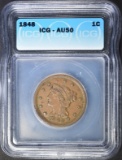 1848 LARGE CENT ICG AU-50