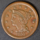 1857 LARGE CENT  XF  LARGE DATE