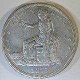 1875-CC TRADE DOLLAR  AU/UNC