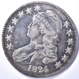 1824 BUST HALF DOLLAR, AU
