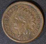 1861 INDIAN CENT  ORIGINAL XF/AU